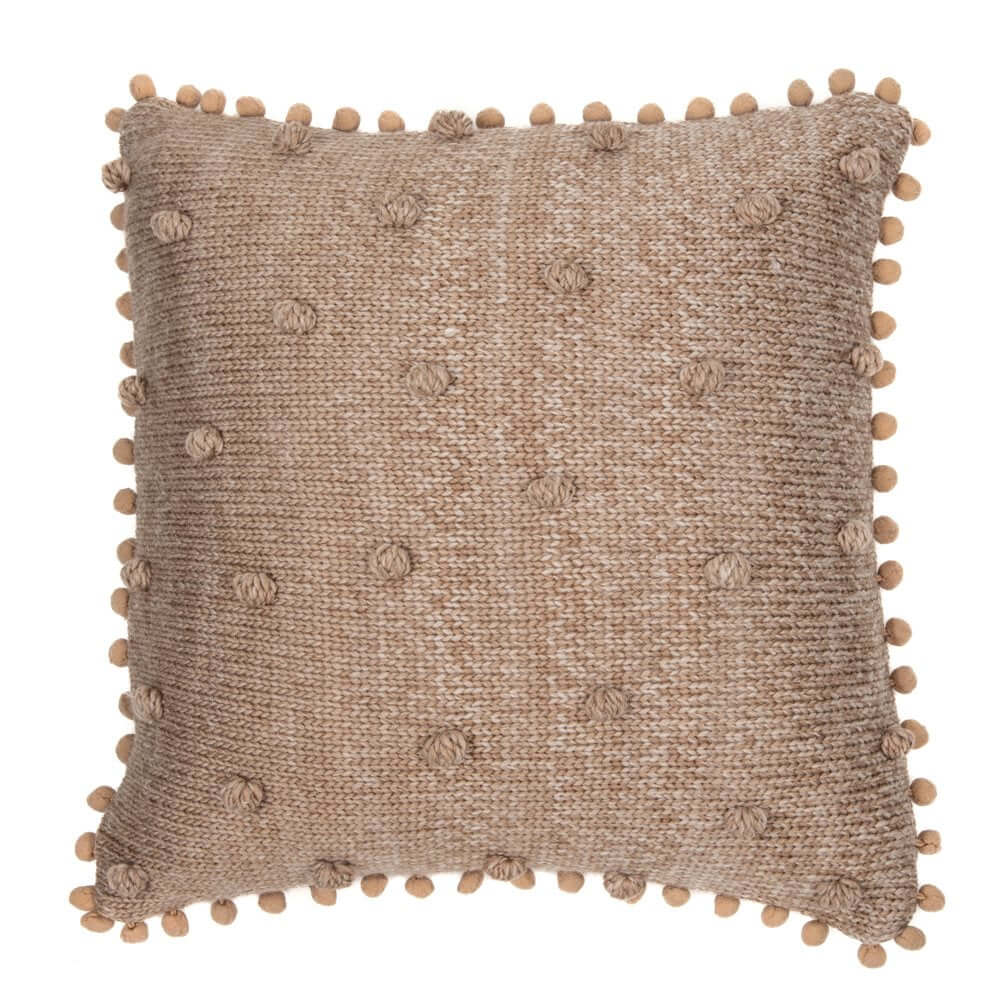 Jeté avec des pompons MOCACCINO( 50" x 60'')- Par Brunelli Jeté  ,disponible chez Literie-Déco et moi 