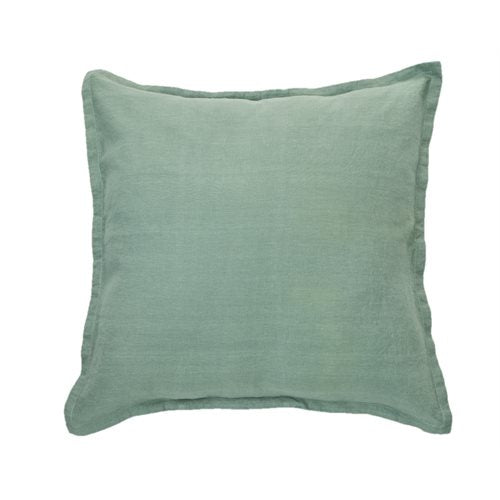 Cache oreiller européen en lin vert sauge LINEN ( 25'' X 25'')- Par Brunelli Cache oreillers  ,disponible chez Literie-Déco et moi 