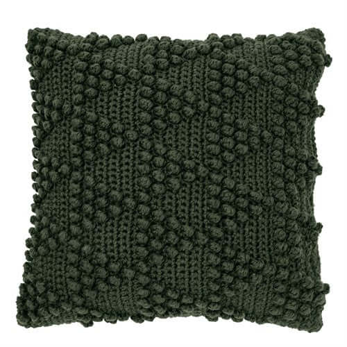 Oreiller européen en tricot vert foncé BUBBLE ( 25'' X 25'')- Par Brunelli coussins  ,disponible chez Literie-Déco et moi 