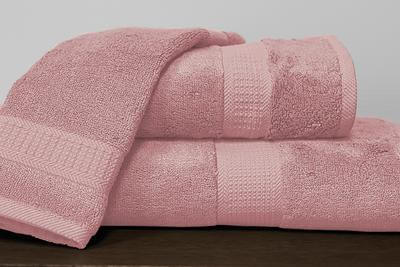 Serviettes en bambou/coton ( Rose fard a joues ) serviettes de bain  ,disponible chez Literie-Déco et moi 
