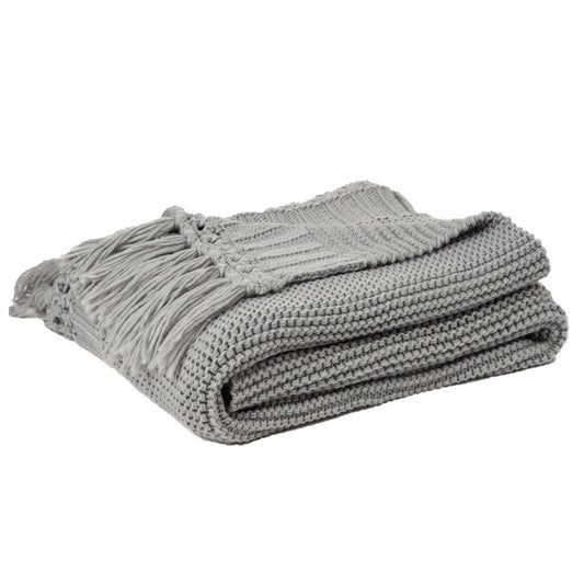 Jeté en tricot gris SHAWN ( 50" x 60'')- Par Brunelli Jeté  ,disponible chez Literie-Déco et moi 